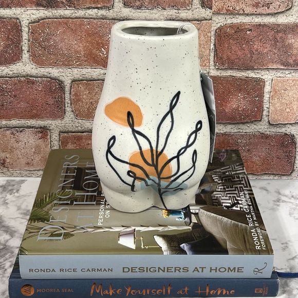 Female Form Body Ceramic Bud Vase Handmade White Floral Abstract Butt Booty Bust - Picture 3 of 17